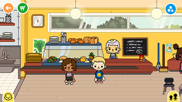 В локации "Городок Тип-Топ" в игре Toca Boca есть школьное кафе. школьное кафе в Toca Boca