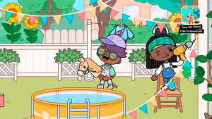 Toca Boca World - Большой семейный дом Дети играют на лужайке.