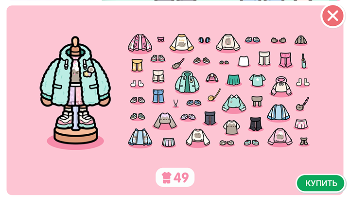 Вся одежда из игры Тока Бока 1-99 Pusheen