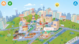 Карта города Боп-Сити в Тока Бока Геймплей демонстрирует вид карты района Bop City