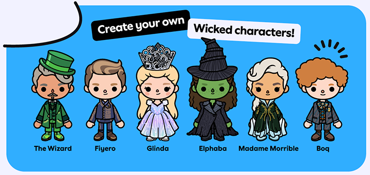 Toca Boca x Wicked: For Good Новые персонажи Toca Boca «Wicked»