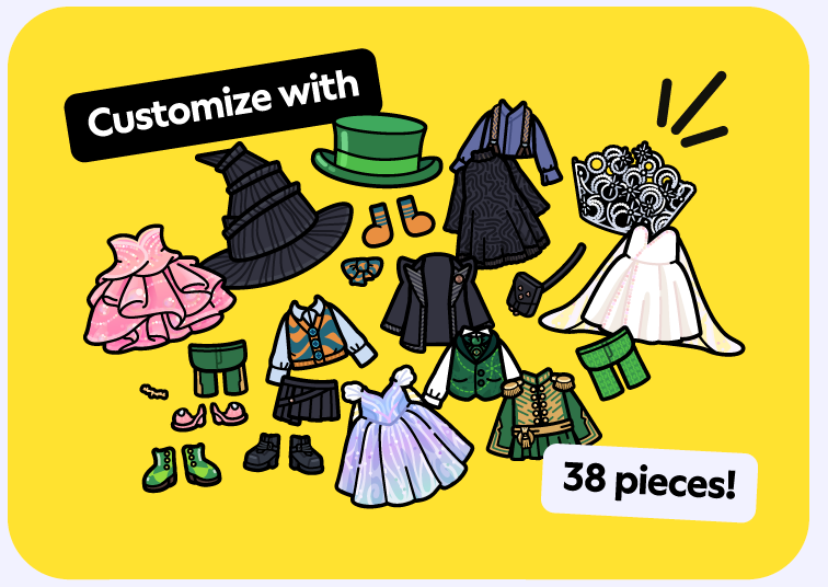 Toca Boca x Wicked: For Good 38 нарядов из Набора стиля «Wicked»