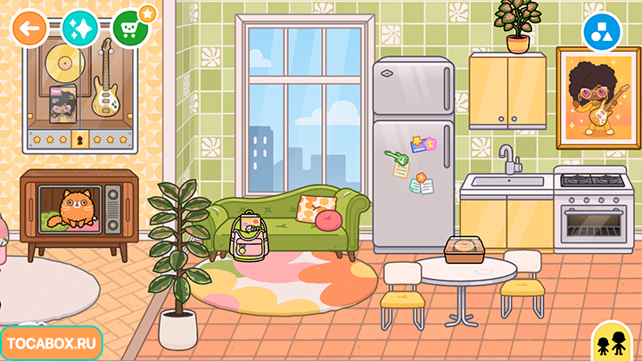 Кухня в Тока Бока 1.121 - Апартаменты «Центр» Кухня диван телевизор окно картины