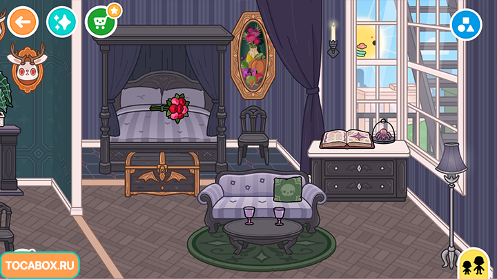 Спальня в Тока Бока 1.121 - Апартаменты «Центр» Кровать, комод, диван, ковер