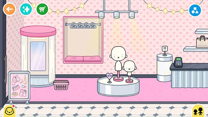 Примерочная, касса, зона отдыха в магазине модной одежды Тока Бока 1.124