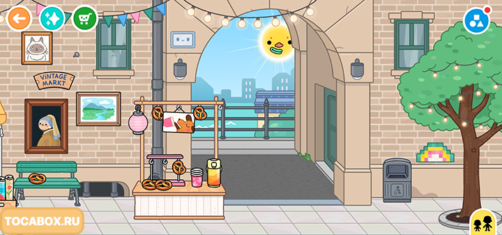 VINTAGE MARKT на рынке Riverside в Toca Boca World — винтажный маркет. атмосфера уличной ярмарки